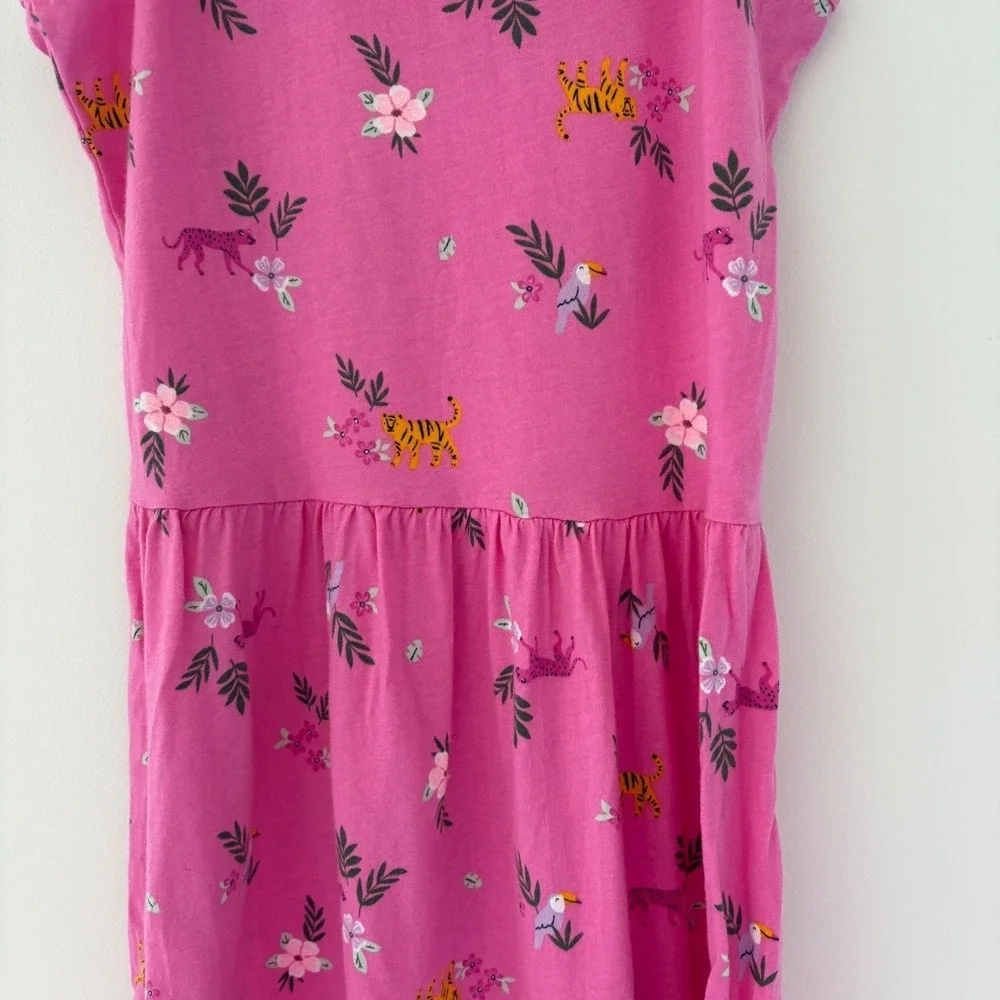 Carter's Girls Size 12 Pink Dress Tiger Floral Print‎ Sleeveless Casual Summer